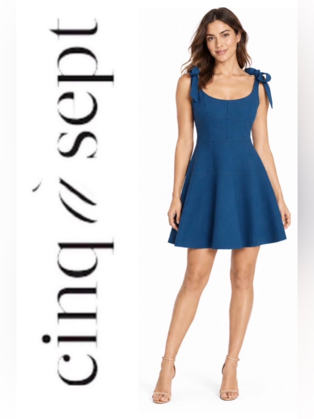 Cinq à Sept Jeanette Blue Tie-Shoulder Fit & Flare Dress- size 0 NWT $440